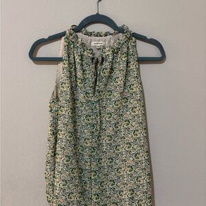 Madewell Green Floral Sleeveless Blouse